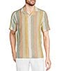 Color:Multi - Image 1 - Baird McNutt Linen Slim-Fit Multi Stripe Short Sleeve Woven Camp Shirt