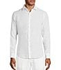 Murano Baird McNutt Linen Slim Fit Solid Long Sleeve Woven Shirt, Color:White - Image 1