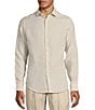 Murano Baird McNutt Linen Slim Fit Solid Long Sleeve Woven Shirt, Color:Beige - Image 1