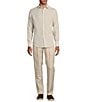 Murano Baird McNutt Linen Slim Fit Solid Long Sleeve Woven Shirt, Color:Beige - Image 3