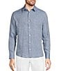 Color:Blue - Image 1 - Baird McNutt Linen Solid Long Sleeve Woven Shirt