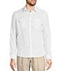 Murano Baird McNutt Linen Solid Long-Sleeve Woven Shirt, Color:White - Image 3