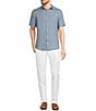 Color:Blue - Image 3 - Baird McNutt Linen Solid Short Sleeve Woven Shirt
