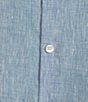 Color:Blue - Image 4 - Baird McNutt Linen Solid Short Sleeve Woven Shirt