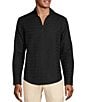 Color:Black - Image 1 - Baird McNutt Johnny Collar Linen Texture Popover Shirt