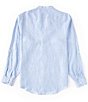 Color:Light Blue - Image 2 - Big & Tall Baird McNutt Linen Mandarin Collar Roll-Tab Long-Sleeve Woven Shirt