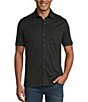Murano Big & Tall Liquid Luxury Short Sleeve Knit Interlock Solid Button Front Shirt - Image 5