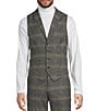 Murano Big & Tall Shawl Plaid Suit Separates Vest, Color:Dark Grey - Image 1