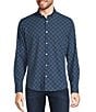 Color:Navy - Image 1 - Big & Tall Slim Fit Geo Performance Long Sleeve Button Front Woven Shirt