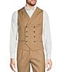 Color:Brown - Image 1 - Big & Tall Wanderin West Collection Double Breasted Pinstripe Suit Separates Vest