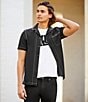 Color:Black - Image 6 - Big & Tall Wanderin West Collection Slim Fit Contrast Stitching Short Sleeve Woven Shirt