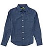 Murano Big Boys Long Sleeve Performance Stretch Diamond Print Button-Down Shirt, Color:Navy - Image 1