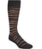 Murano Broken Stripe Crew Length Socks, Color:Charcoal - Image 1