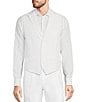 Color:White - Image 1 - Classic Fit Linen Suit Separates Solid Welt Vest