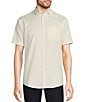 Color:White - Image 1 - Classic Fit Small Diamond Print Dobby Short Sleeve Woven Shirt