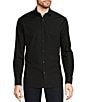 Color:Black - Image 1 - Classic Solid Long Sleeve Woven Shirt