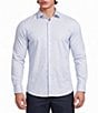 Murano Collezione Canclini Athletic Fit Dash Stripe Long Sleeve Techno Woven Shirt - Image 1