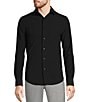 Color:Black - Image 1 - Collezione Canclini Slim Fit Performance Stretch Solid Texture Long Sleeve Woven Shirt