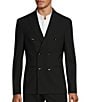 Color:Black - Image 1 - Collezione Slim Fit Performance Bi-Stretch Double Breasted Wool Suit Blazer