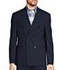 Color:Navy - Image 1 - Collezione Slim Fit Performance Bi-Stretch Double Breasted Wool Suit Blazer
