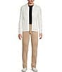 Murano Comfortable Lux Jersey Zip Coat Front Sweater, Color:Cream - Image 3