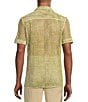 Murano Crocodile World Collection Open Weave Line Print Camp Collar Woven Shirt, Color:Bright Olive Green - Image 2