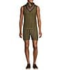 Murano Crocodile World Collection Open Weave Stripe Sleeveless Tank, Color:Sage Green - Image 3