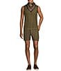 Murano Crocodile World Collection Open Weave Stripe Sleeveless Tank, Color:Sage Green - Image 5