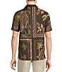 Murano Crocodile World Collection Slim Fit Placed Bandana Print Short Sleeve Woven Camp Shirt, Color:Chocolate Brown - Image 2