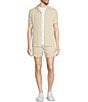 Murano Elastic Textured 5.5#double; Inseam Shorts, Color:Stone - Image 3