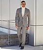 Color:Grey - Image 5 - Electric Jungle Collection Alex Slim-Fit Plaid Suit Separates Flat Front Dress Pants