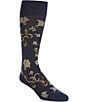 Murano Floral Pattern Crew Length Socks, Color:Denim - Image 1