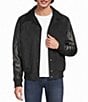 Murano Genuine Leather and Corduroy Varsity Jacket - Image 1