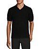 Color:Black - Image 1 - Johnny Collar Short Sleeve V-Neck Sweater Polo Shirt