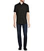 Color:Black - Image 3 - Liquid Luxury Slim Fit Spread Collar Short Sleeve Coatfront Shirt