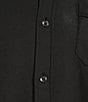 Color:Black - Image 4 - Liquid Luxury Slim Fit Spread Collar Short Sleeve Coatfront Shirt