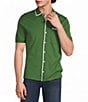 Murano Liquid Luxury Slim Fit Textured Coat Front Short Sleeve Shirt - Image 1