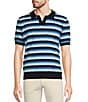 Color:Blue - Image 1 - Modern Maritime Collection Ombre Stripe Short-Sleeve Johnny Sweater Polo Shirt