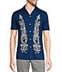 Color:Light Navy - Image 1 - Modern Maritime Collection Slim Fit Placed Print Short Sleeve Woven Camp Shirt