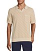 Murano Modern Performance Johnny Collar Short Sleeve Knit Sweater, Color:Stone - Image 1