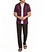 Murano Oaxaca Collection Slim Fit All Over Eyelet Camp Collar Knit Shirt - Image 3