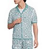 Murano Palm Springs Collection Palm Tree Crochet Short Sleeve Woven Camp Shirt - Image 1
