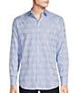 Color:Light Blue - Image 1 - Pattern Jacquard Long Sleeve Woven Shirt