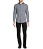 Color:Black - Image 3 - Performance Stretch Slim Fit Circle Print Long Sleeve Woven Shirt
