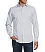 Murano Performance Stretch Slim Fit Medium Diamond Print Long Sleeve Woven Shirt, Color:White - Image 1