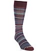 Color:Burgundy - Image 1 - Rib Stripe Crew Dress Socks