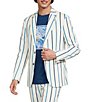 Murano Saronic Islands, Greece Collection Slim Fit Chenille Stripe Suit Separates Jacket - Image 1