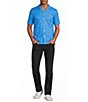 Murano Saronic Islands Greece Collection Slim Fit Embroidered Short Sleeve Woven Camp Shirt - Image 3