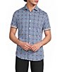 Murano Saronic Islands Greece Collection Slim Fit Geo Print Short Sleeve Button-Front Shirt - Image 1