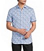 Murano Saronic Islands Greece Collection Slim Fit Greece Print Short Sleeve Button-Front Shirt - Image 1